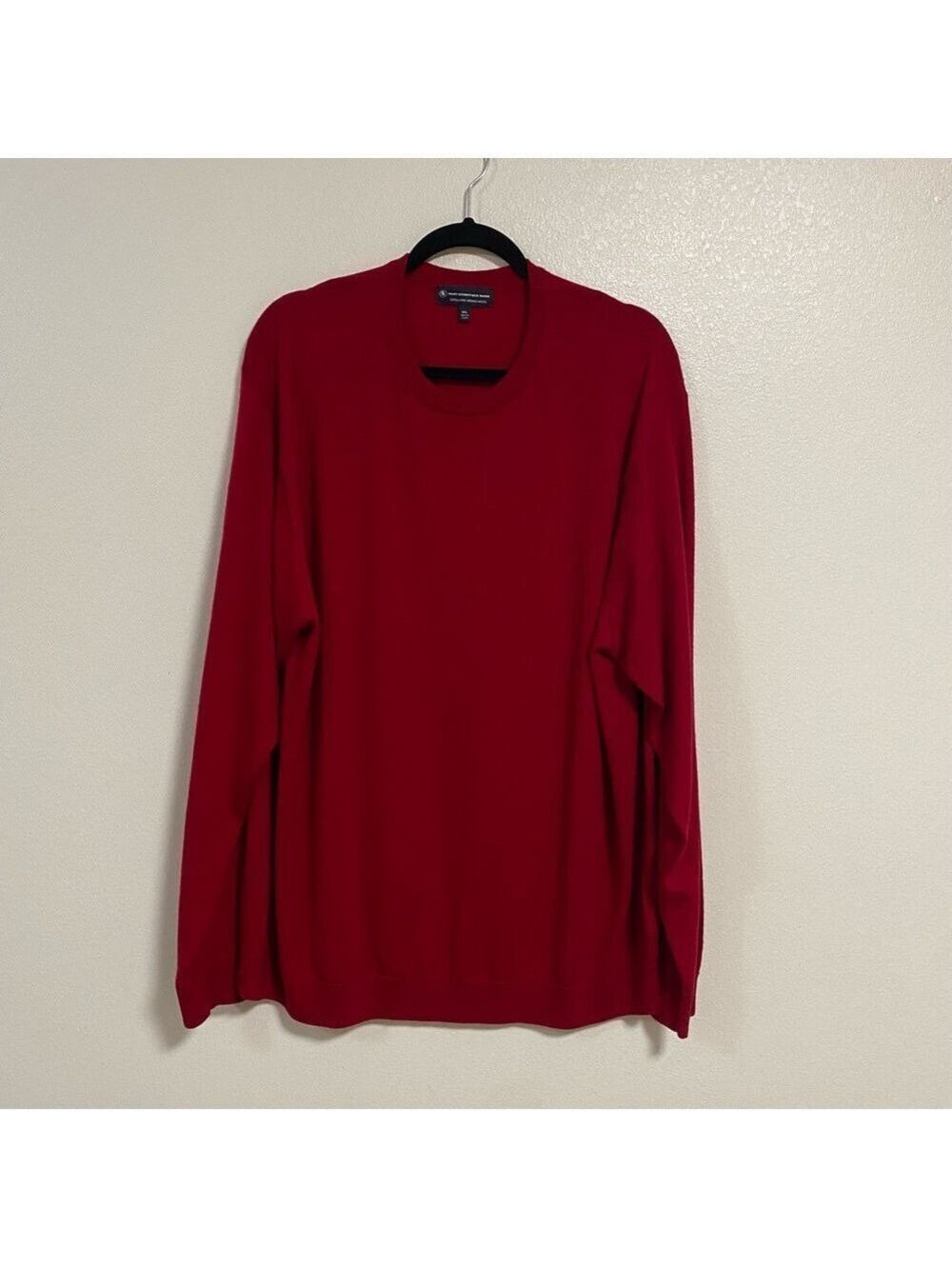 Hart Schaffner Marx Sweater Men's Size XXL Red Crew Neck Merino Wool Sweater